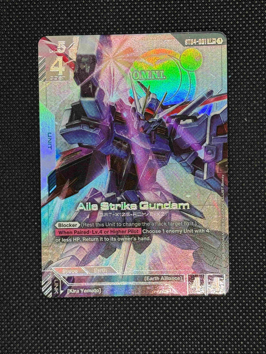 Holographic trading card featuring a robot design on a textured black background