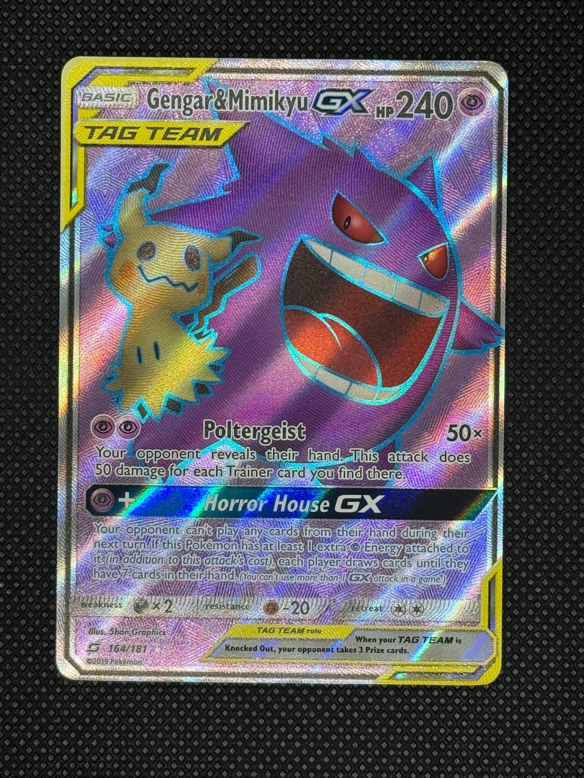 mimikyu pokemon card gx 2019 Sun Moon Team Up Gengar Tag Team 164/181 PSA 9 Style:Thiccachu (Mustache) Pulling Kefka cards in Colorless Retreat Cost Product Type_Booster Box