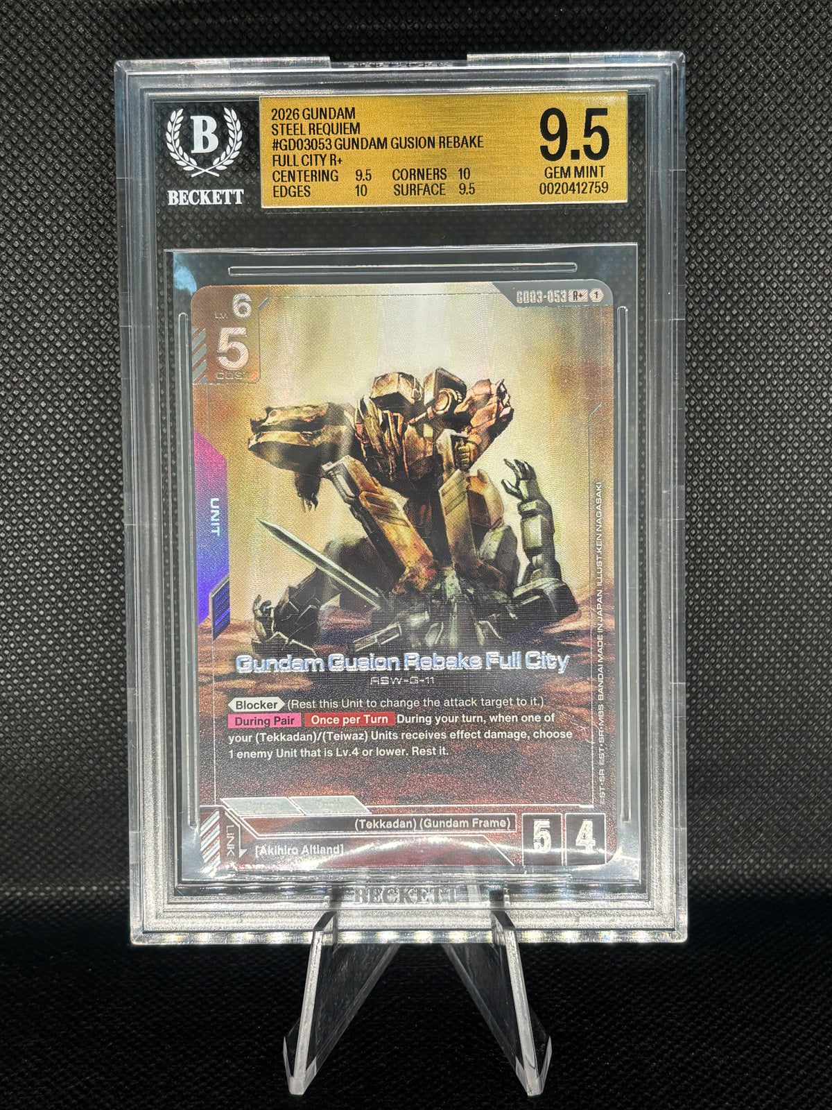BGS 9.5 Gundam Gusion Rebake Full City (R+)