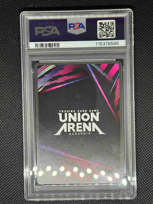 Trading card in a PSA protective case with visible branding and barcodes.