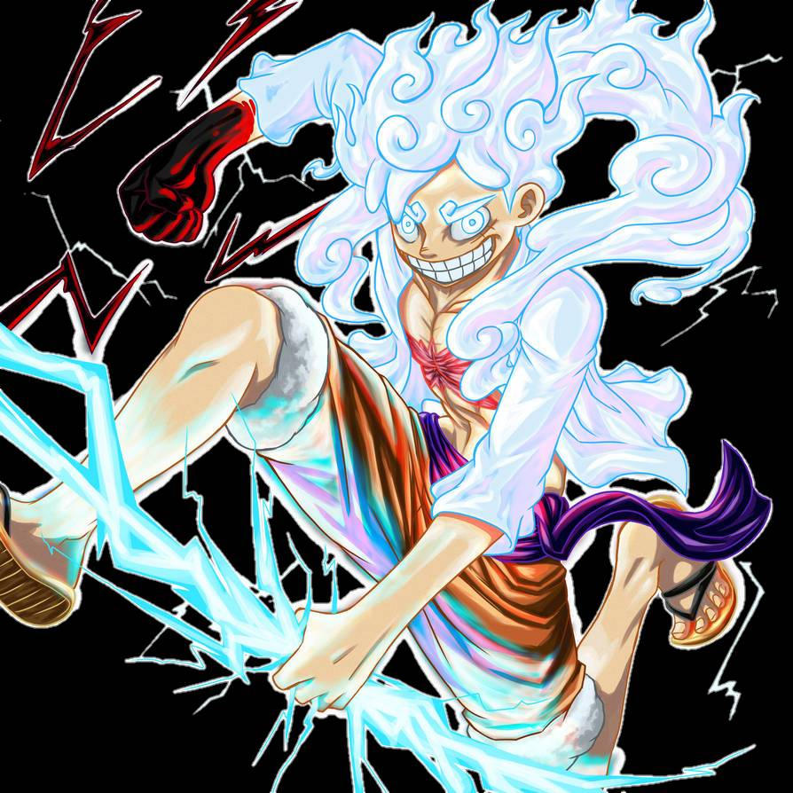 Luffy, from One Piece, in gear five drawn.