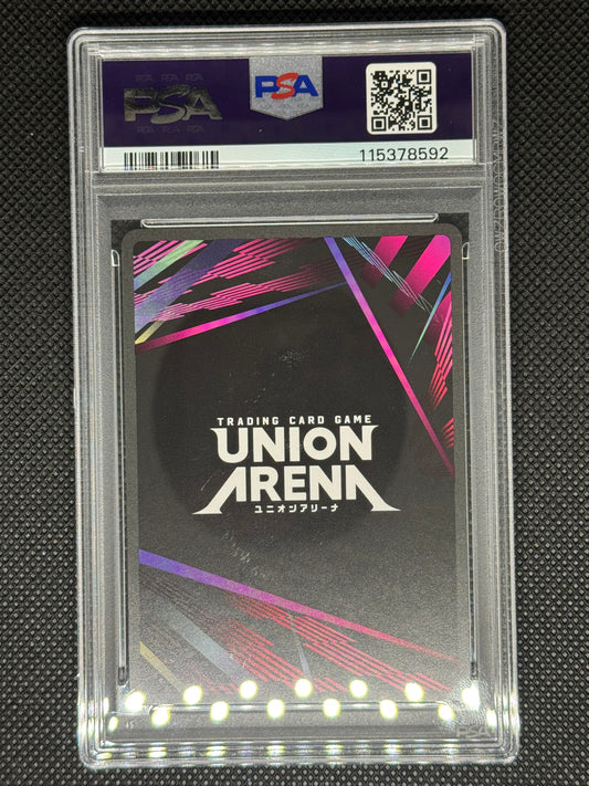 Trading card featuring 'The Union Arena' design in a PSA protective case.
