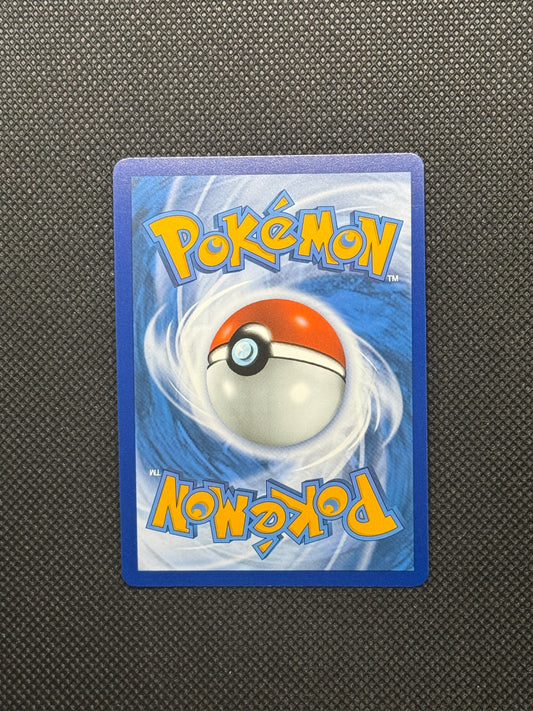 pokemon logo with blue, yellow, and red. With a pokeball and swirls in the back.