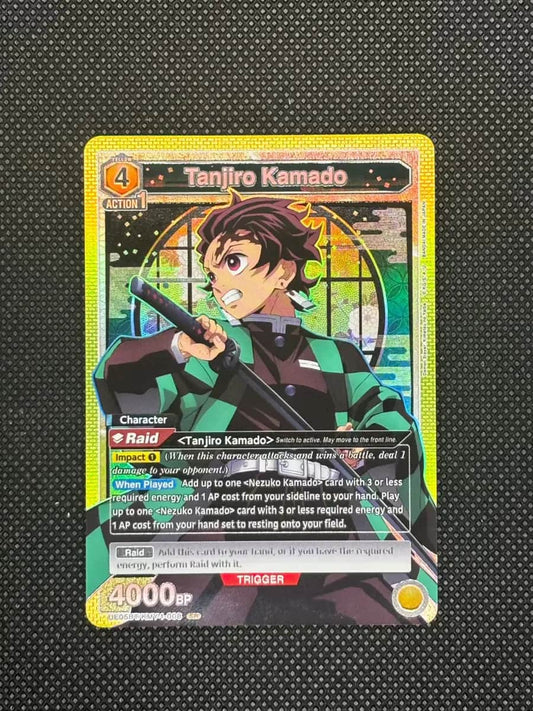 Tanjiro holding sword with yellow background (Union Arena)