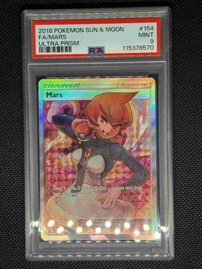 Full art Mars from Ultra Prizm in a PSA 9 slab with the set, card number, ID, and barcode.