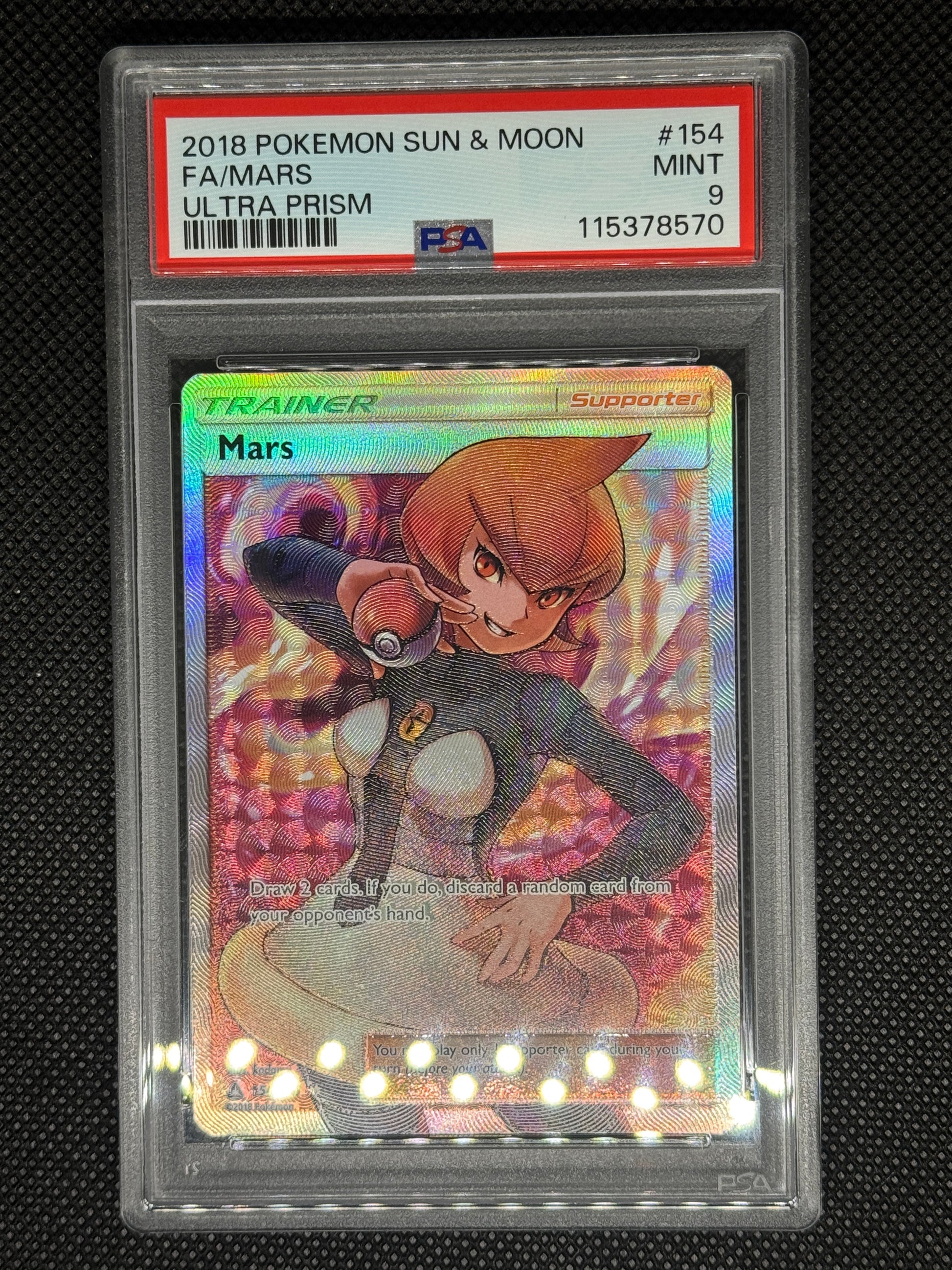 Full art Mars from Ultra Prizm in a PSA 9 slab with the set, card number, ID, and barcode.