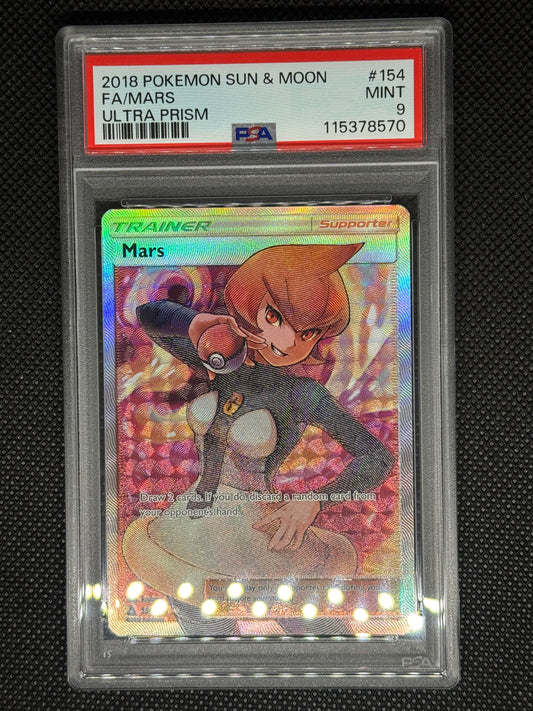 Full art Mars from Ultra Prizm in a PSA 9 slab with the set, card number, ID, and barcode.