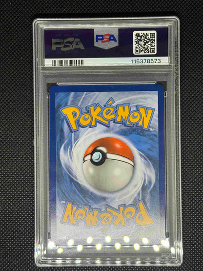 Pokémon trading card in a PSA protective case with a barcode and QR code.
