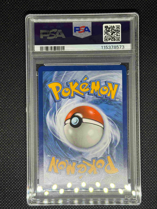 Pokémon trading card in a PSA protective case with a barcode and QR code.