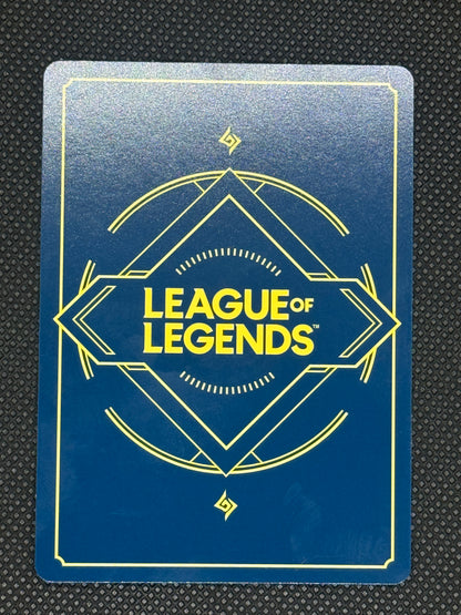 League of Legends card with gold text on a blue background